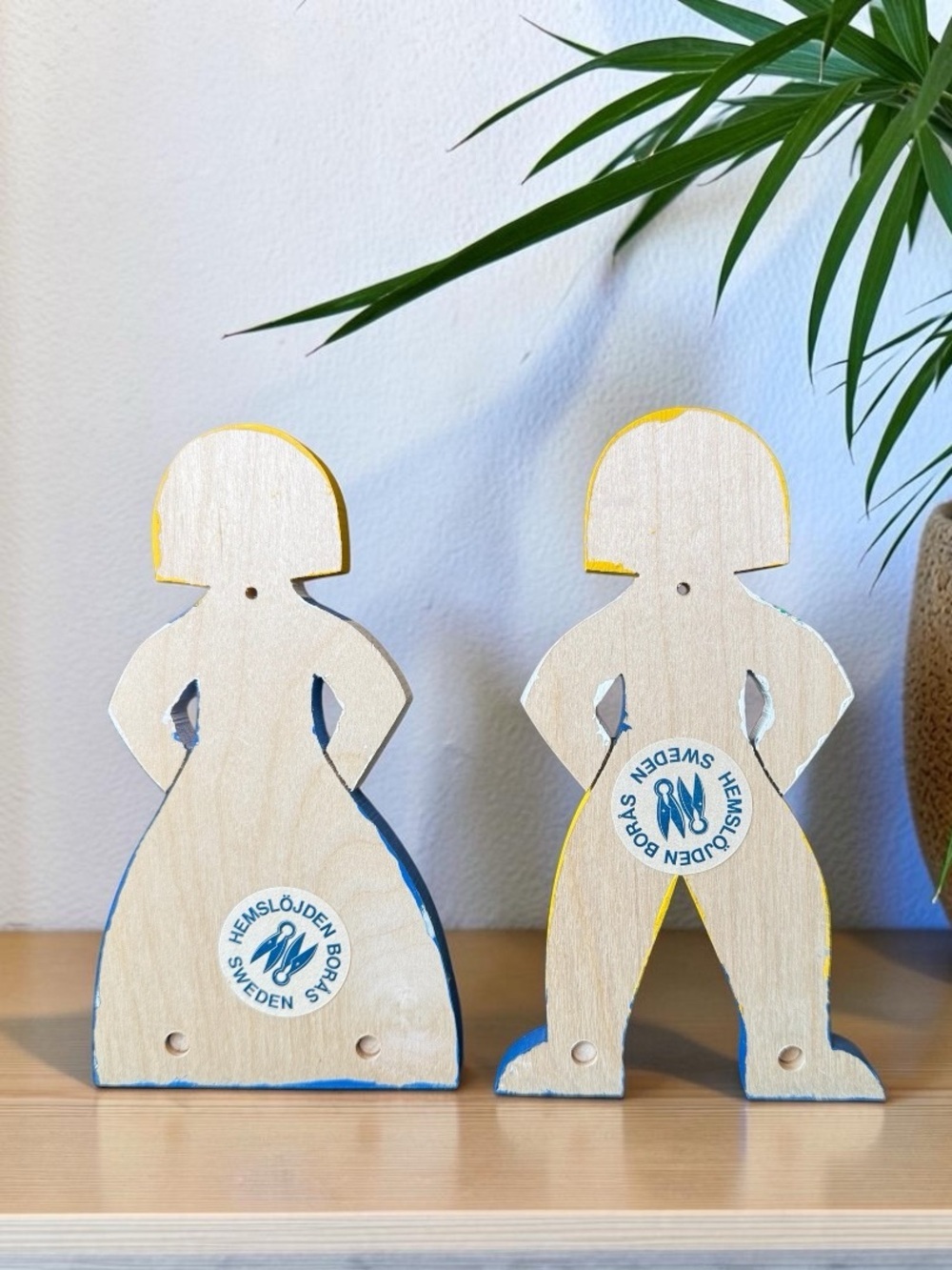 Vintage Swedish Wooden Folk Art Wall Hooks Boy & Girl Set Hemslöjden Sweden - Picture 5 of 8